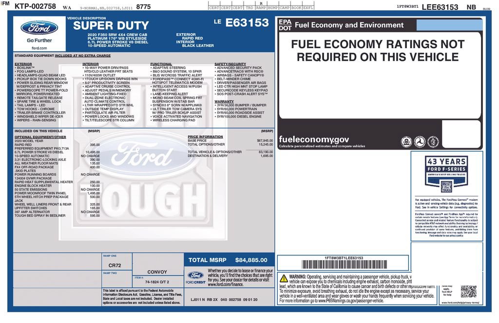 Used 2020 Ford F350 4x4 Crew Cab Super Duty image 53