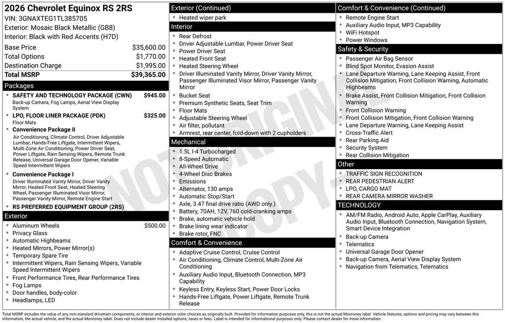 New 2026 Chevrolet Equinox RS w/ Safety and Technology Package AWD/4WD image 51