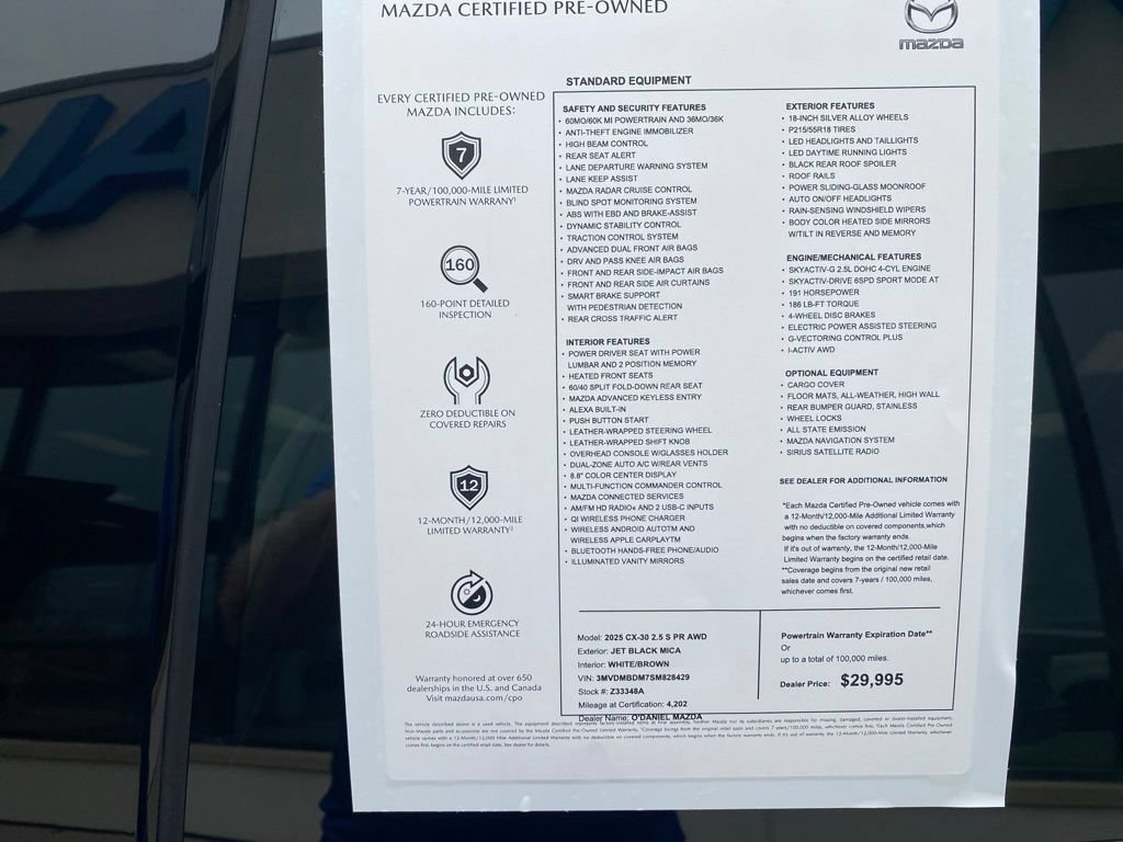 Certified 2025 MAZDA CX-30 AWD 2.5 S w/ Premium Package image 27