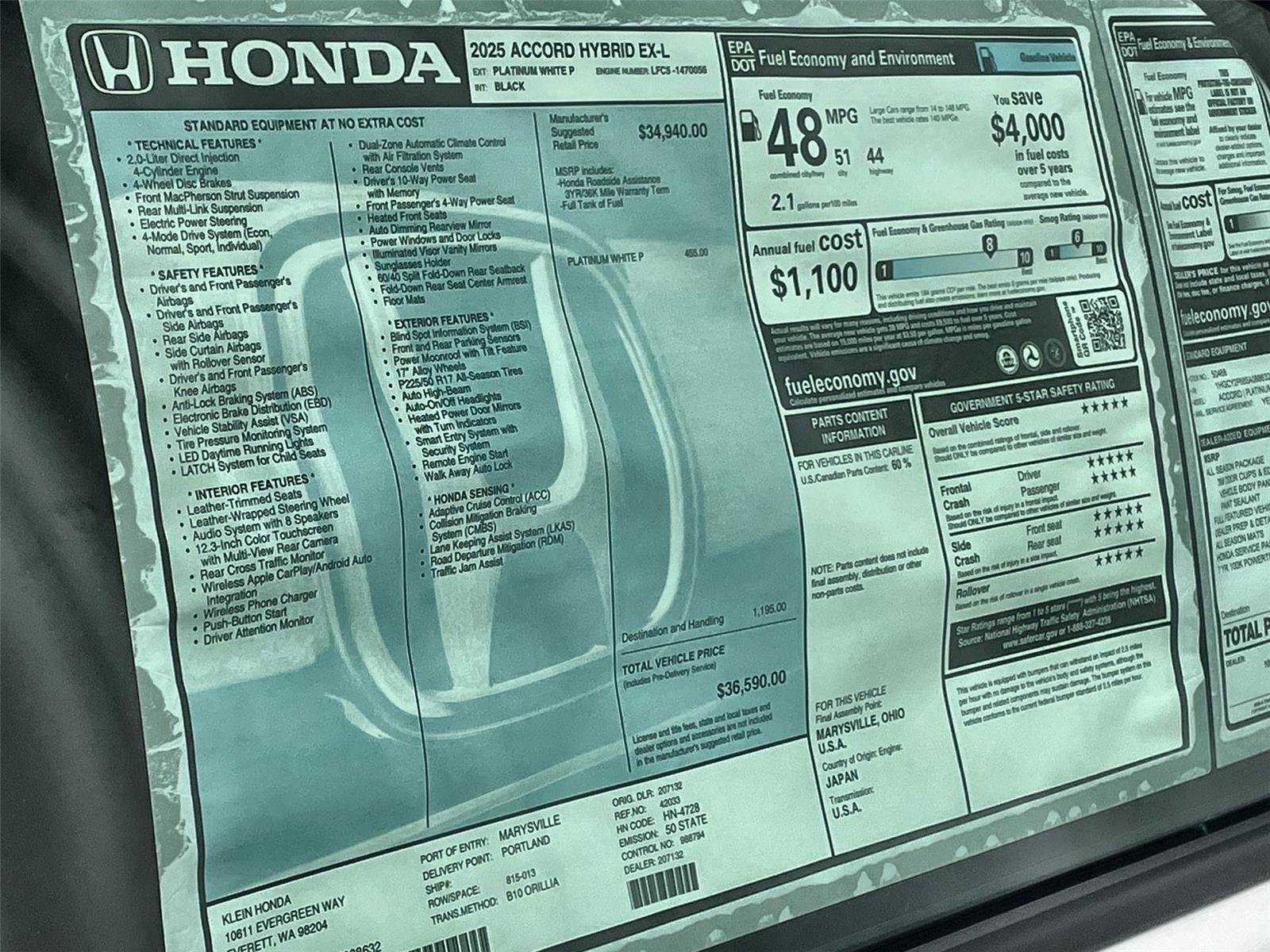 New 2025 Honda Accord EX-L image 34