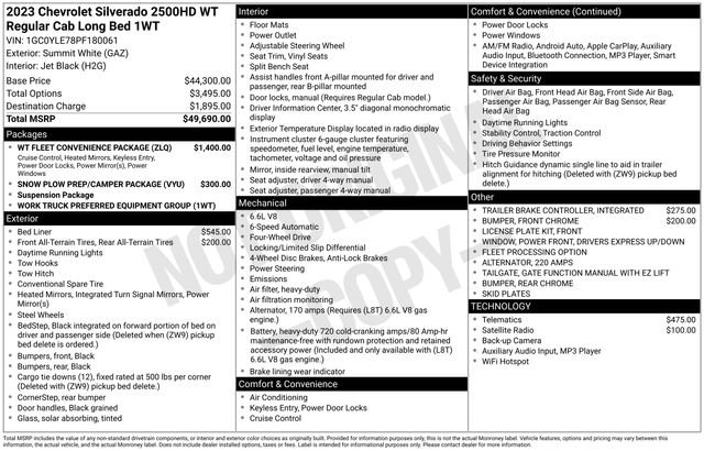 Used 2023 Chevrolet Silverado 2500 W/T w/ WT Fleet Convenience Package image 2