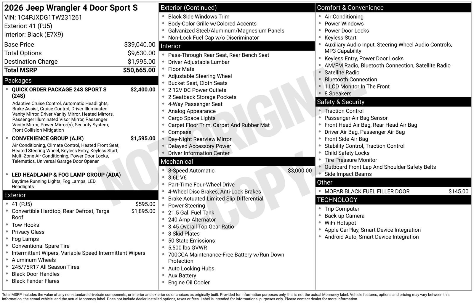 New 2026 Jeep Wrangler Unlimited Sport AWD/4WD image 24