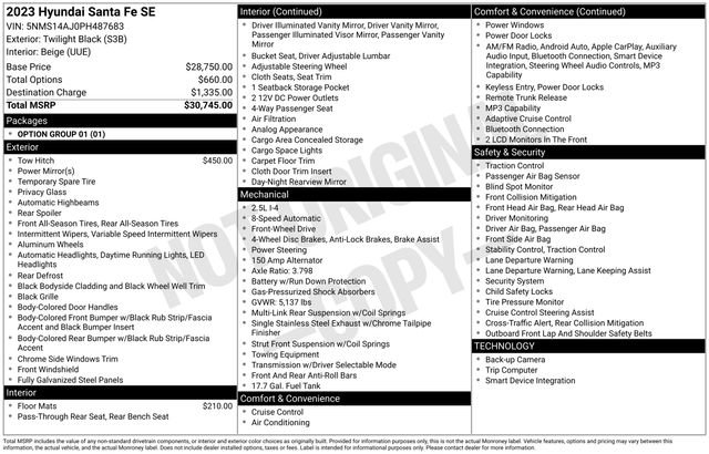 Used 2023 Hyundai Santa Fe SE FWD image 2