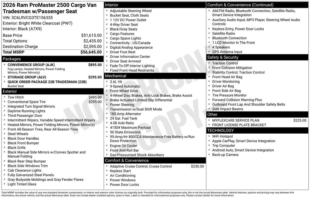 New 2026 RAM ProMaster 2500 w/ Convenience Group FWD image 4