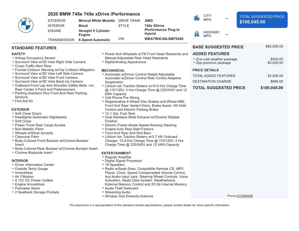 Used 2020 BMW 745e xDrive image 12