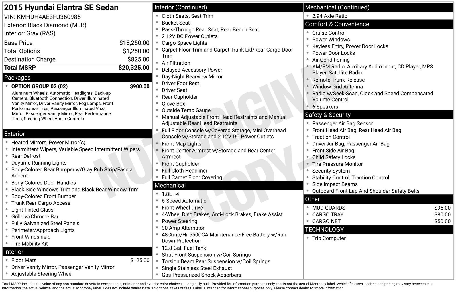 Used 2015 Hyundai Elantra SE w/ Option Group 02 image 6