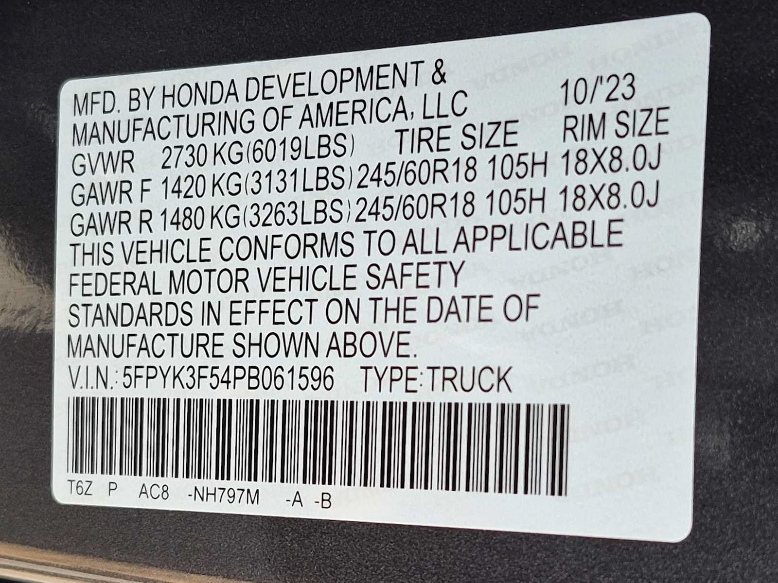Certified 2023 Honda Ridgeline RTL image 33