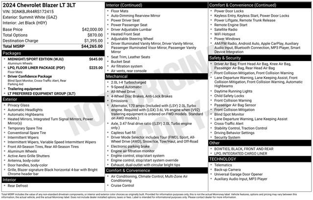 Used 2024 Chevrolet Blazer LT w/ Midnight/Sport Edition image 5