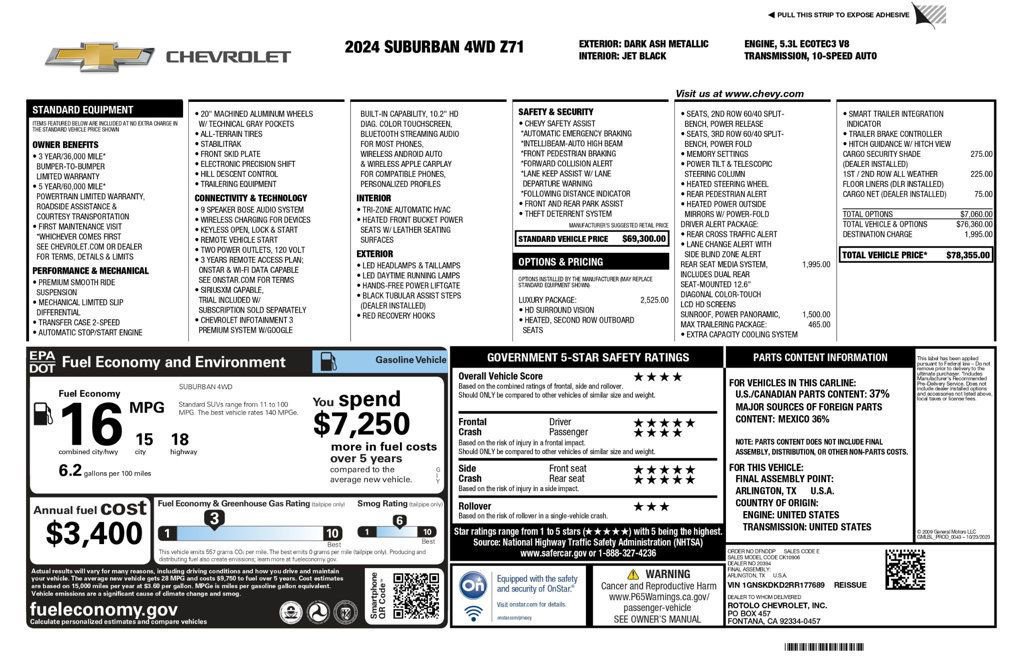 Used 2024 Chevrolet Suburban Z71 w/ Luxury Package image 9