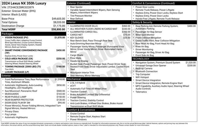 Certified 2024 Lexus NX 350h AWD w/ Vision Package image 42