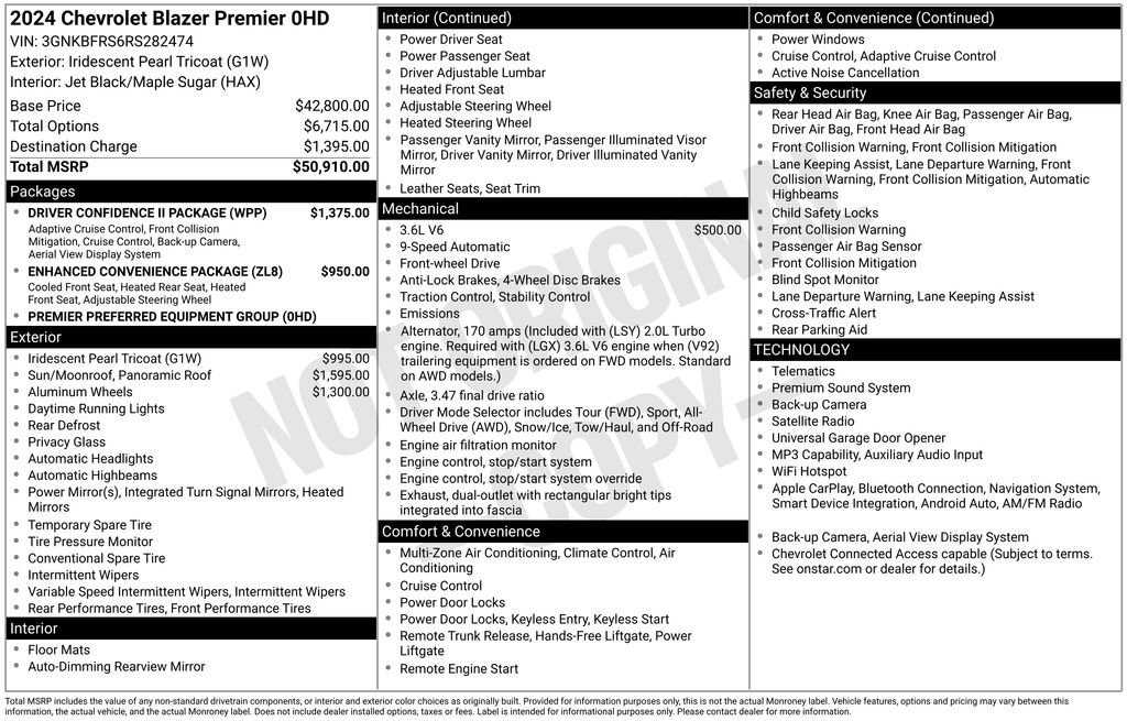 Used 2024 Chevrolet Blazer Premier w/ Driver Confidence II Package FWD image 6