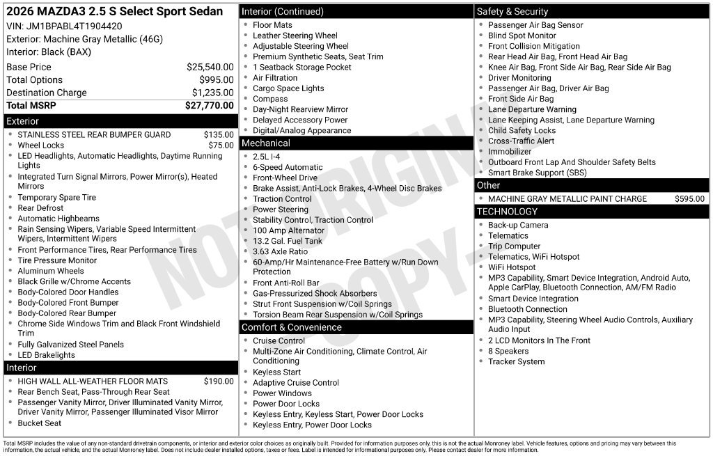 New 2026 MAZDA MAZDA3 s Sport FWD image 21