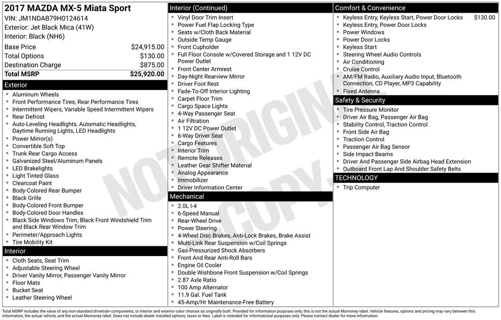 Used 2017 MAZDA MX-5 Miata Sport image 6