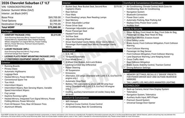 New 2026 Chevrolet Suburban LT w/ Comfort Package image 5