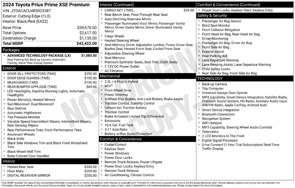 Certified 2024 Toyota Prius Prime Premium w/ Advanced Technology Package FWD image 35