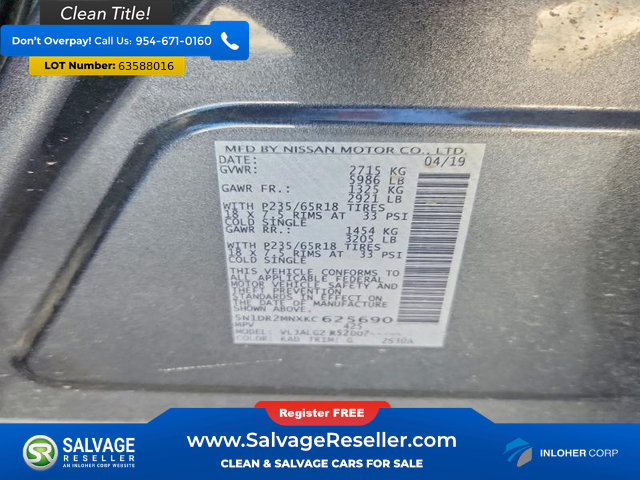 Used 2019 Nissan Pathfinder SL FWD image 16