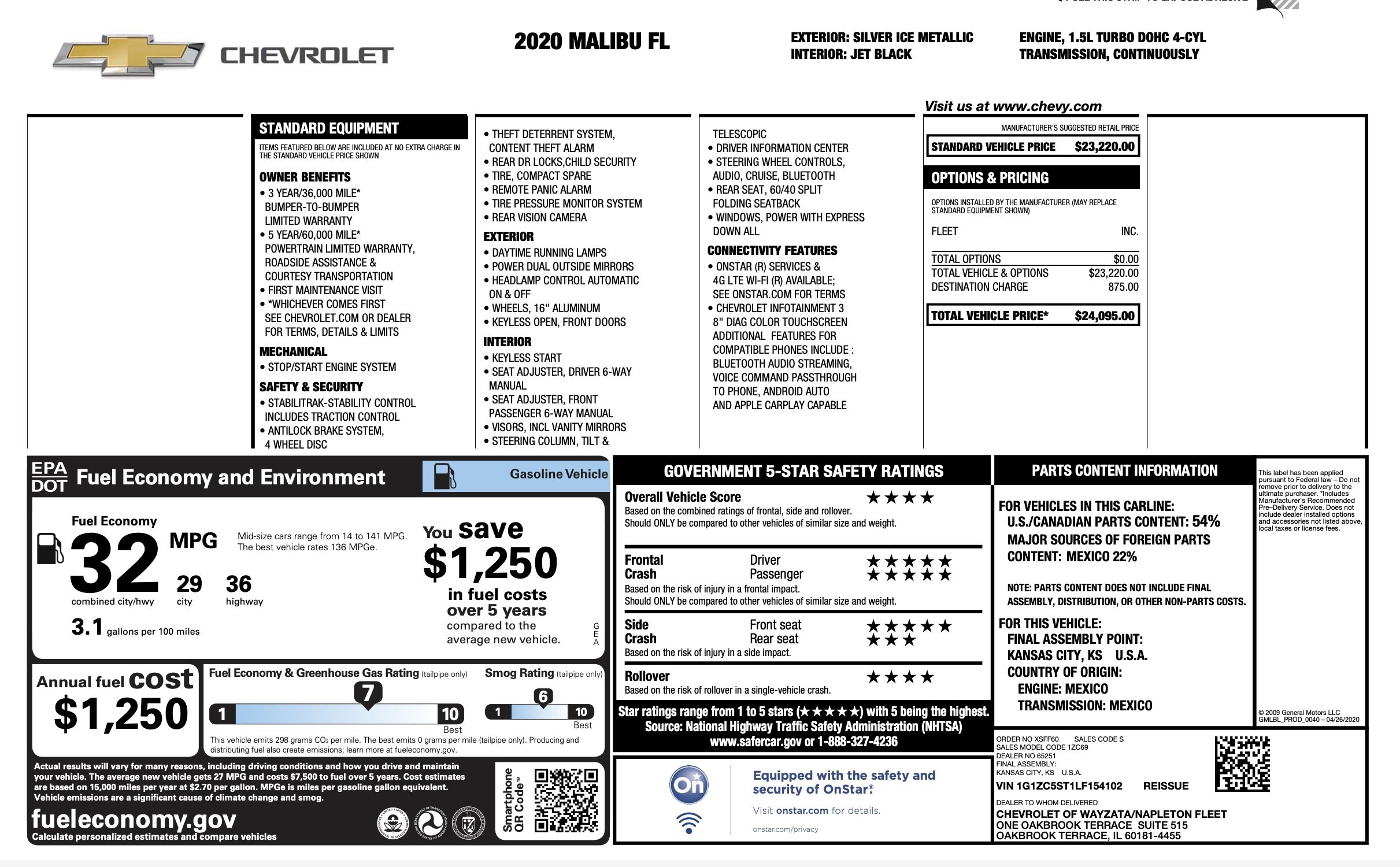 Used 2020 Chevrolet Malibu LS image 2