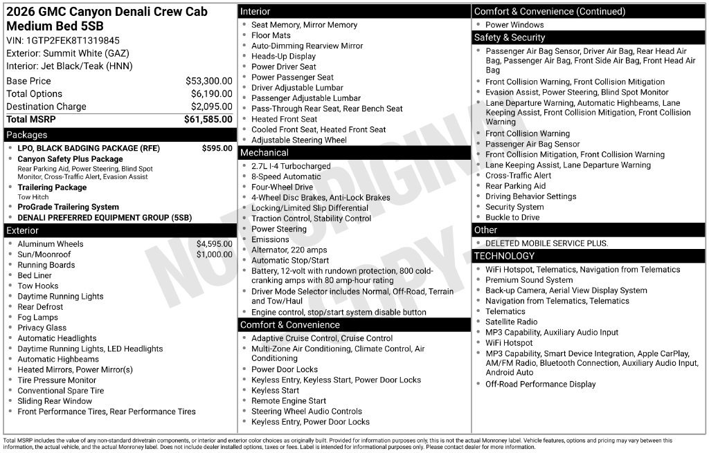 New 2026 GMC Canyon Denali w/ LPO, Black Badging Package AWD/4WD image 43