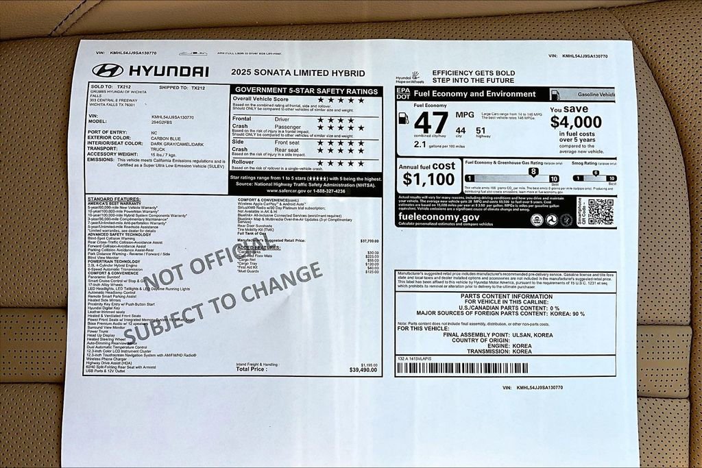 New 2025 Hyundai Sonata Limited image 42
