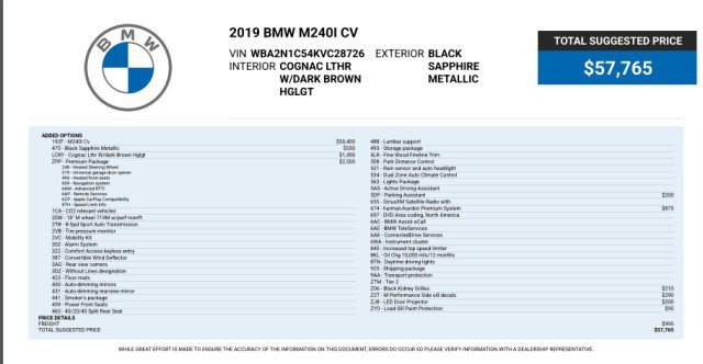 Used 2019 BMW M240i Convertible w/ Premium Package RWD image 3