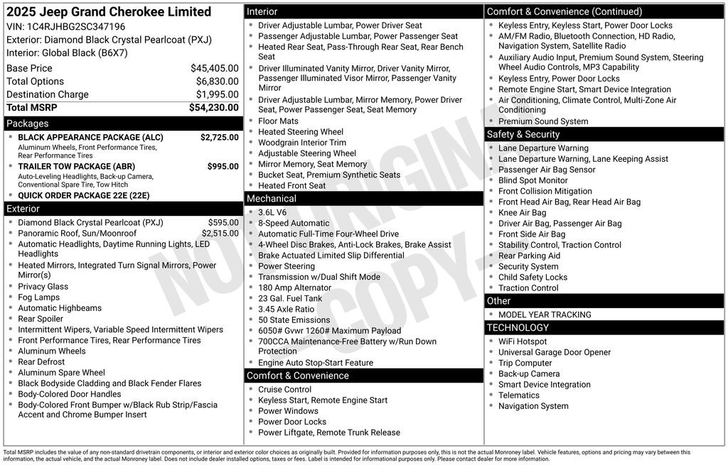 New 2025 Jeep Grand Cherokee Limited w/ Black Appearance Package image 5