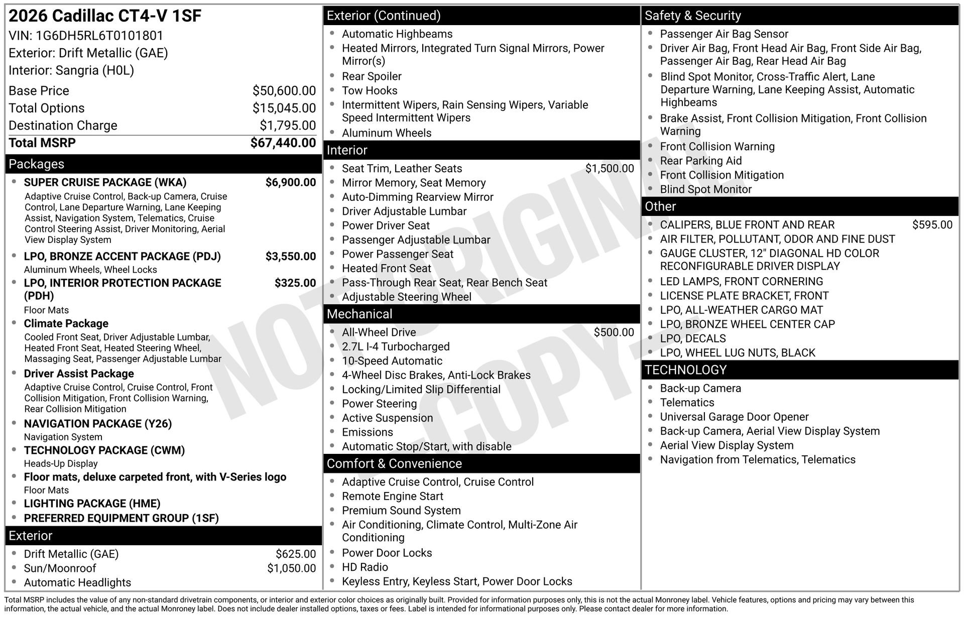 New 2026 Cadillac CT4 V w/ Super Cruise Package AWD/4WD image 3
