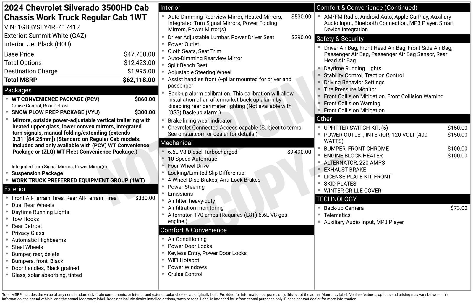 Used 2024 Chevrolet Silverado 3500 W/T w/ WT Convenience Package AWD/4WD image 35