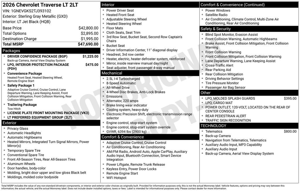 New 2026 Chevrolet Traverse LT w/ Driver Confidence Package AWD/4WD image 6