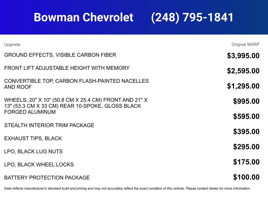 New 2026 Chevrolet Corvette Z06 w/ Stealth Interior Trim Package image 5