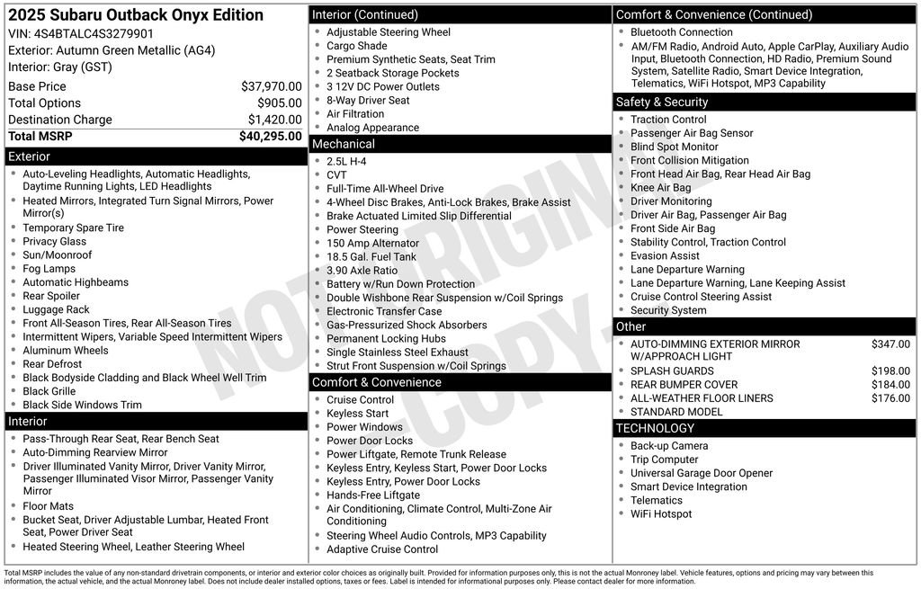 Certified 2025 Subaru Outback Onyx Edition image 6