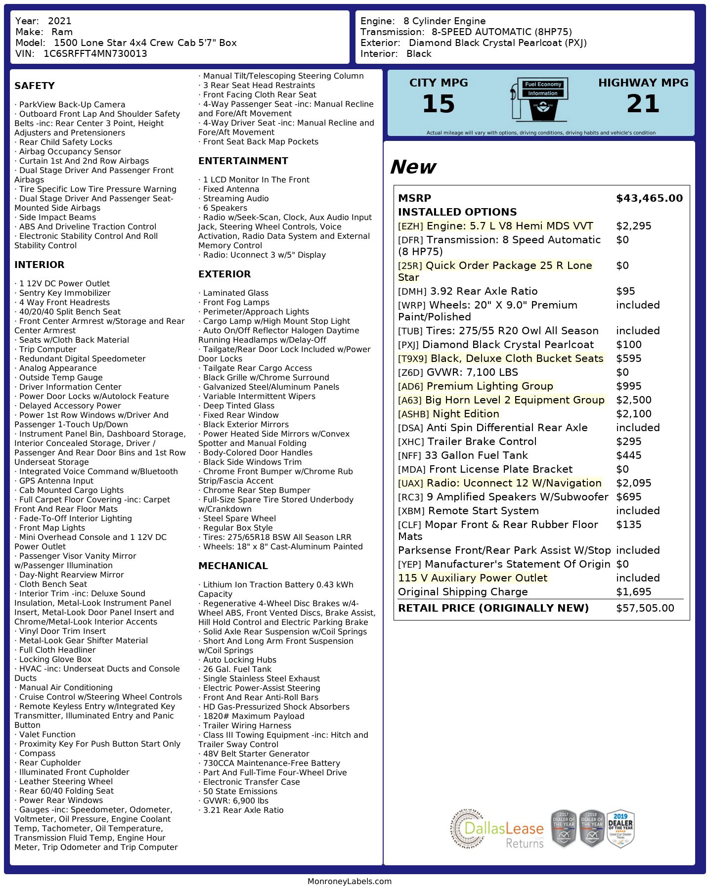 Used 2021 RAM 1500 Lone Star image 3