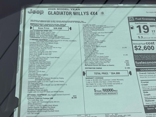 New 2026 Jeep Gladiator Willys image 13