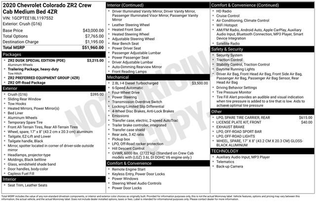 Used 2020 Chevrolet Colorado ZR2 w/ ZR2 Dusk Special Edition image 7