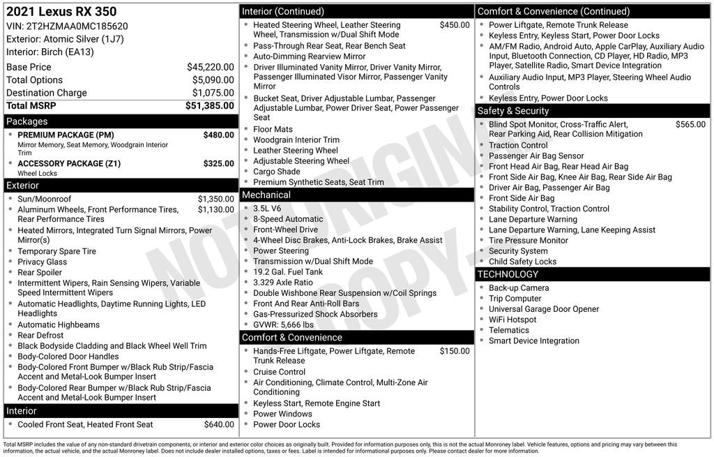 Used 2021 Lexus RX 350 FWD w/ Premium Package image 15