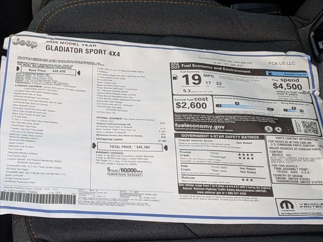 New 2026 Jeep Gladiator Sport AWD/4WD image 19