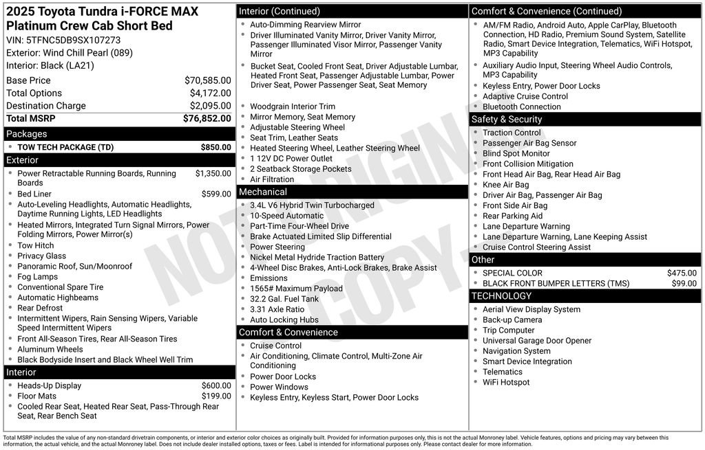 Used 2025 Toyota Tundra Platinum w/ Tow Tech Package AWD/4WD image 44