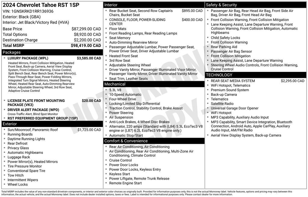 Certified 2024 Chevrolet Tahoe RST w/ Luxury Package AWD/4WD image 9