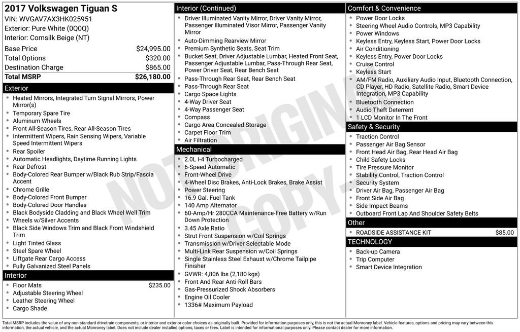 Used 2017 Volkswagen Tiguan S image 11