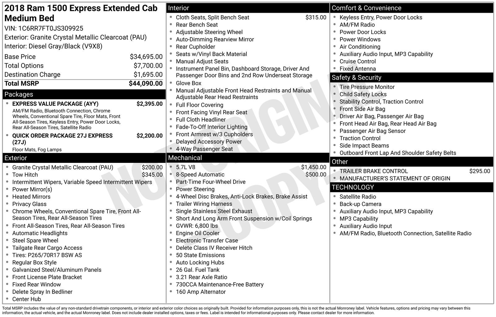 Used 2018 RAM 1500 Express w/ Express Value Package AWD/4WD image 2