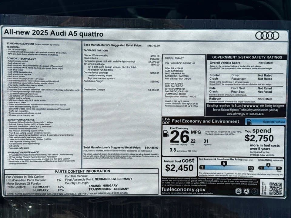 Certified 2025 Audi A5 2.0T Premium w/ Convenience Package image 21