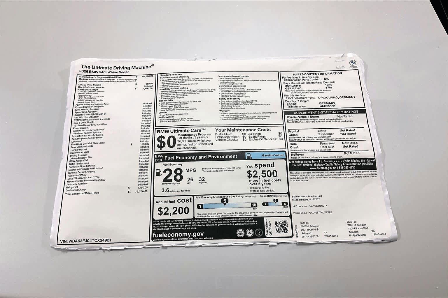 New 2026 BMW 540i xDrive w/ Premium Package AWD/4WD image 19