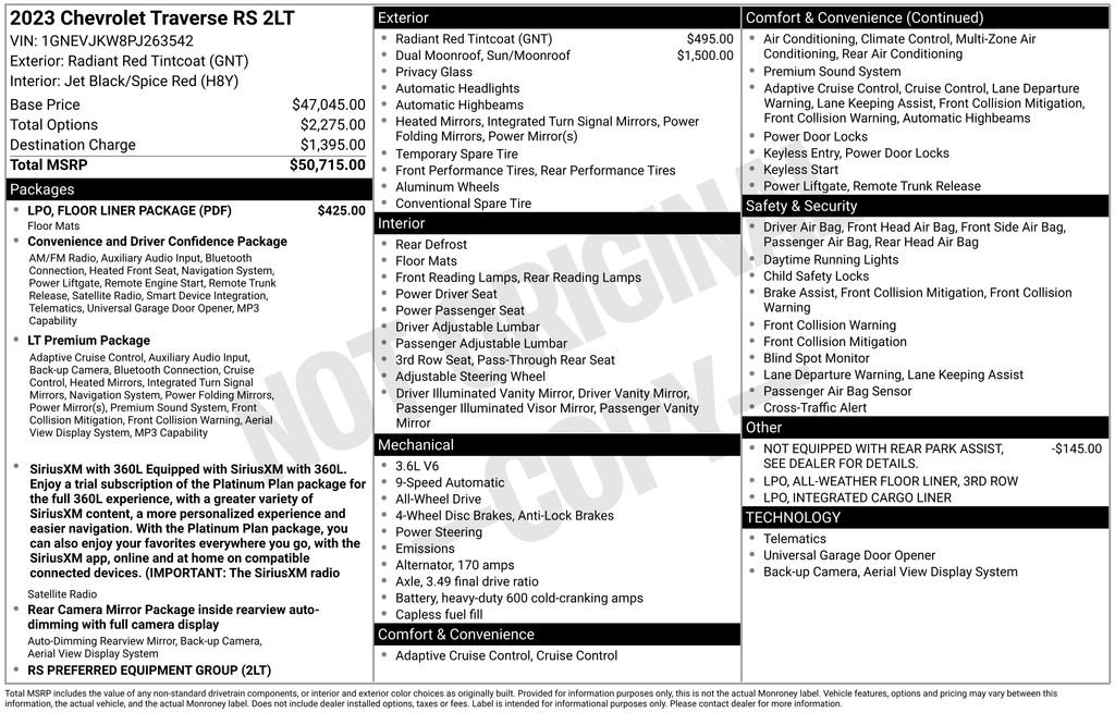 Certified 2023 Chevrolet Traverse RS w/ LPO, Floor Liner Package AWD/4WD image 36