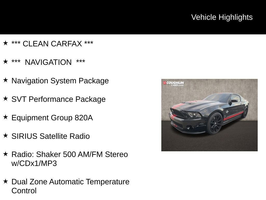 Used 2012 Ford Mustang Shelby GT500 w/ SVT Performance Pkg image 2