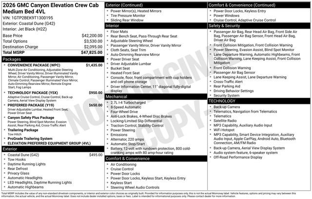 New 2026 GMC Canyon Elevation w/ Convenience Package AWD/4WD image 3