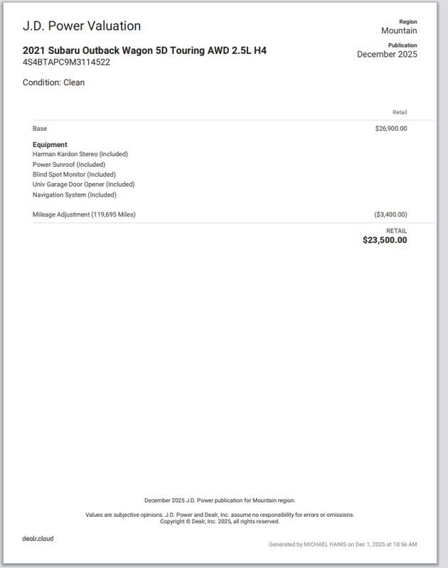 Used 2021 Subaru Outback Touring image 2