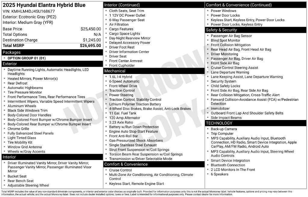 Used 2025 Hyundai Elantra Hybrid FWD image 17