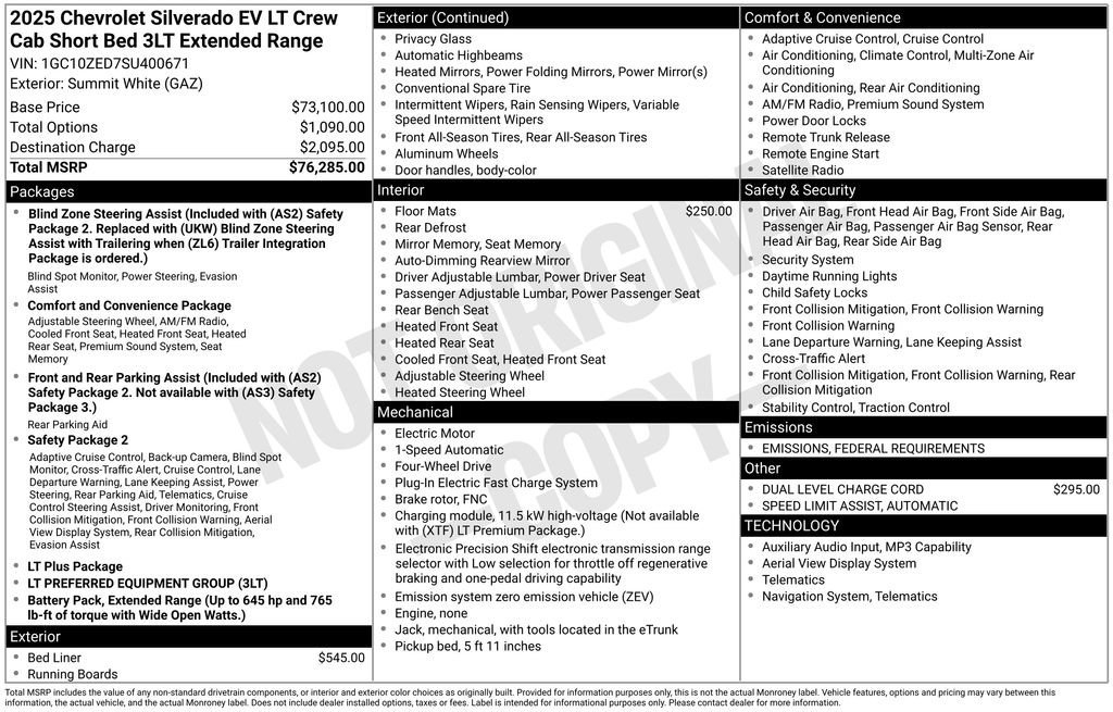 New 2025 Chevrolet Silverado EV LT image 5