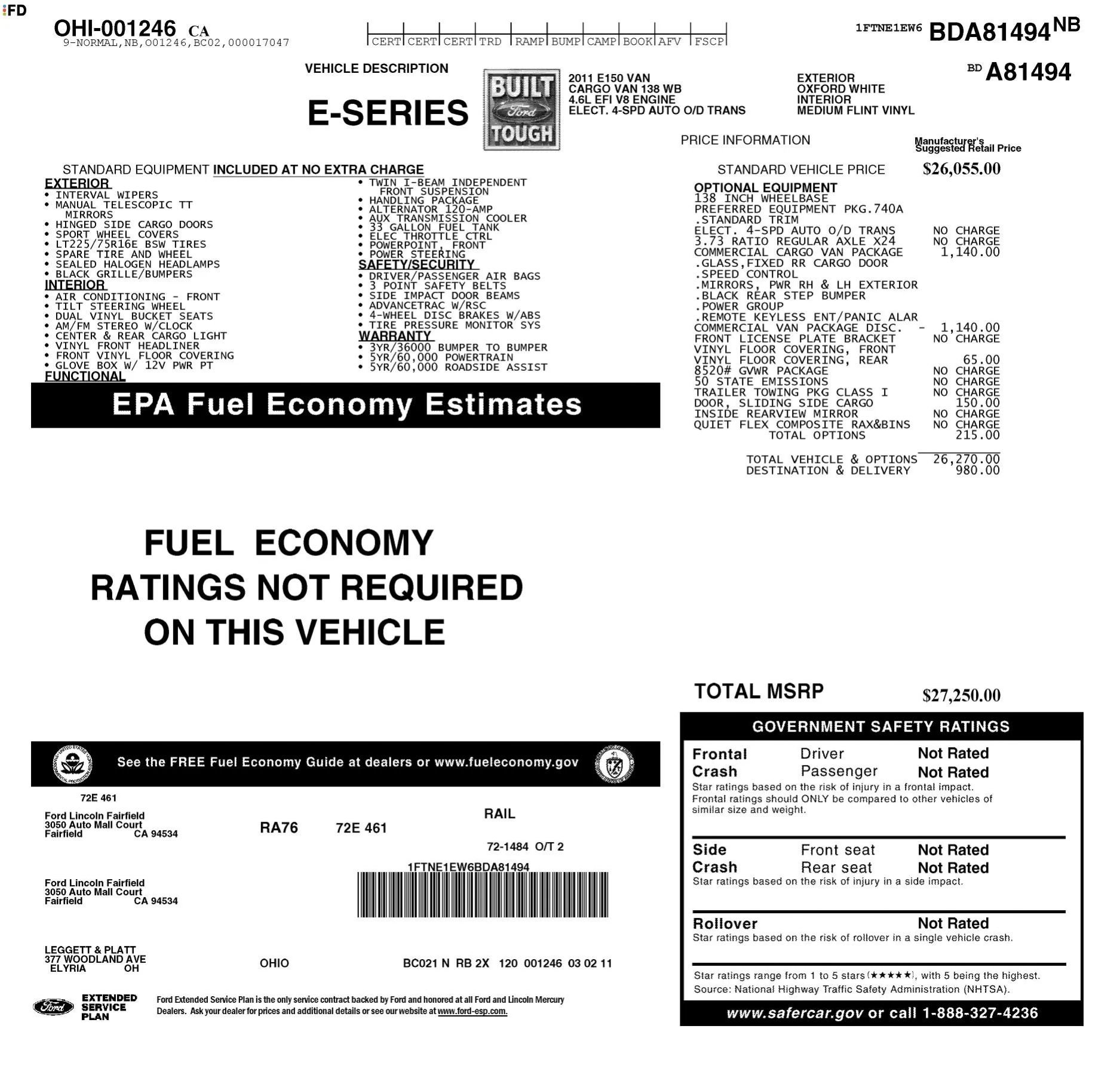 Used 2011 Ford E-150 and Econoline 150 w/ Commercial Cargo Van Pkg RWD image 3