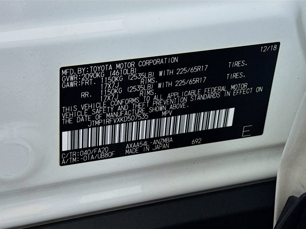Used 2019 Toyota RAV4 XLE w/ All Weather Liner Package AWD/4WD image 30