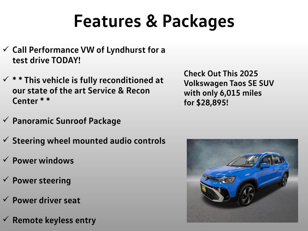 Used 2025 Volkswagen Taos SE w/ Panoramic Sunroof Package AWD/4WD image 4